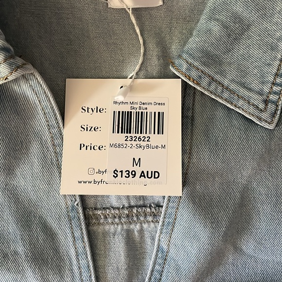 By Frankie Rhythm Mini Denim Dress is color Sky Blue - Picture 8 of 14